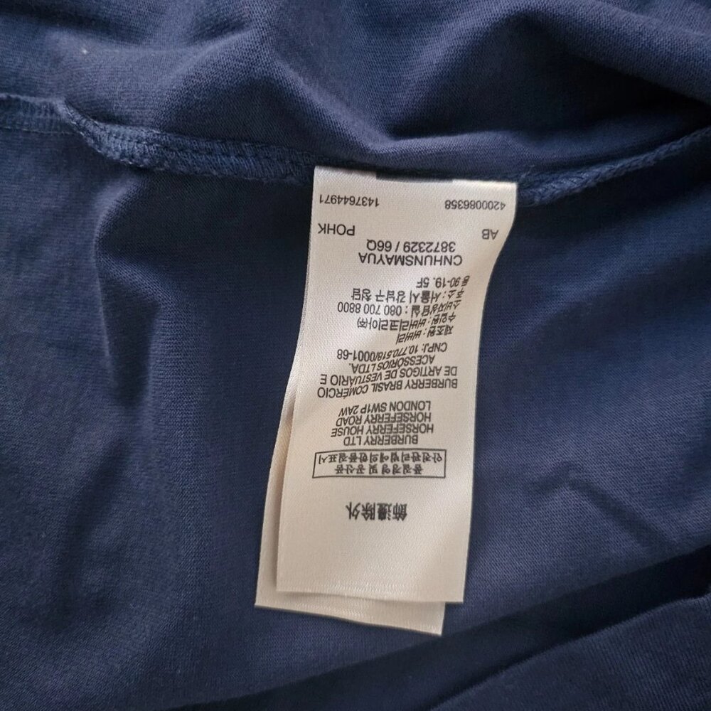 Burberry Men Tee Blue Cotton Crew Neck Short Sleeve T Shirt Size XL Authentic - Picture 11 of 12